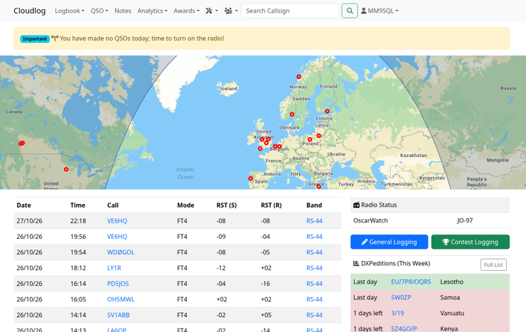 Cloudlog Dashboard